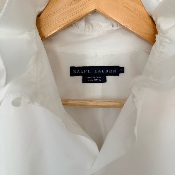 Ralph Lauren | White Ruffle Collar Button Up - Picture 10 of 10